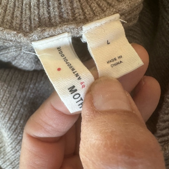 Moth for Anthropologie Brown cowl neck sweater L coquette flowie - Picture 4 of 8